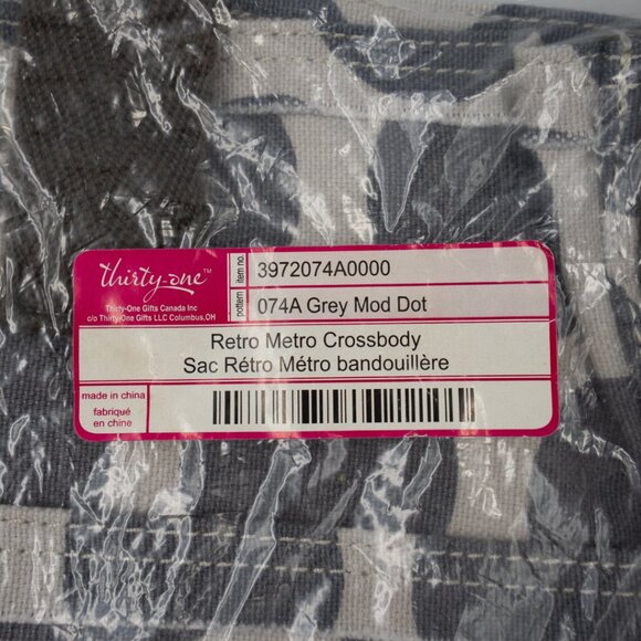 NWT Crossbody bag Thirty-One Retro Metro Crossbody | Grey Mod Dot | NIP - Picture 3 of 5